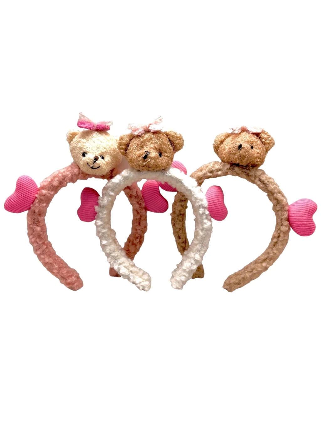 Vincha peluche osito y corazones